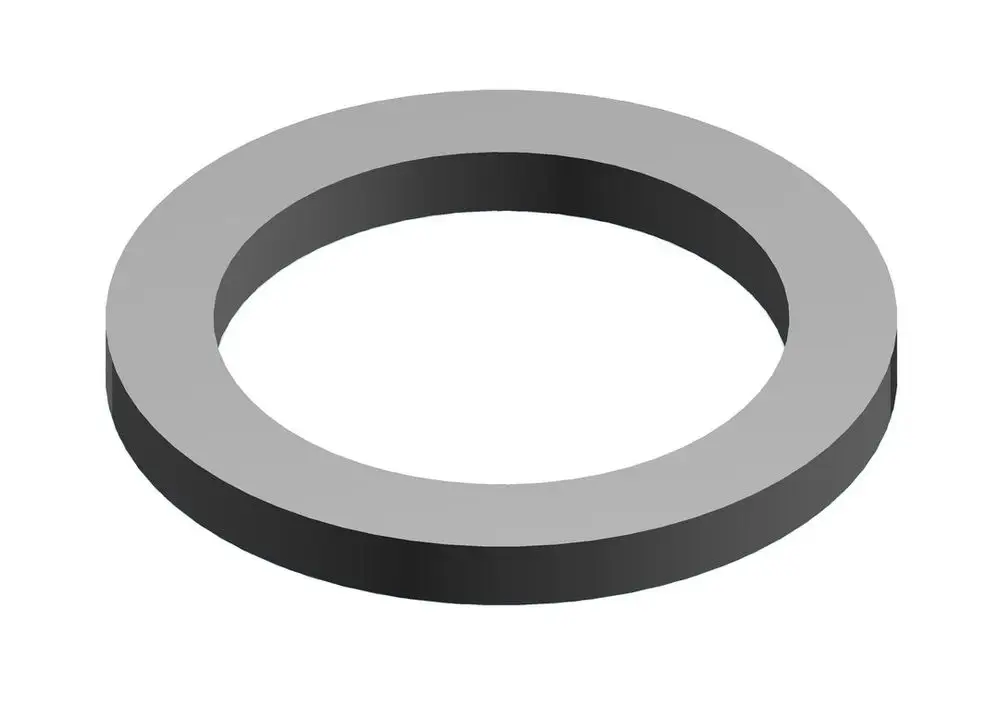 Graue Dichtscheibe von Bosch mit kreisförmigem Design und mittigem Loch. Ideal für verschiedene Anwendungen im Maschinenbau oder in der Automobilindustrie.